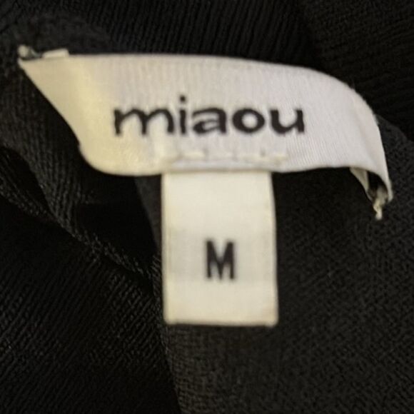 Miaou Eros Black Cutout Long Sleeve Thin Knit Mock Neck Sweater Top - Picture 5 of 8